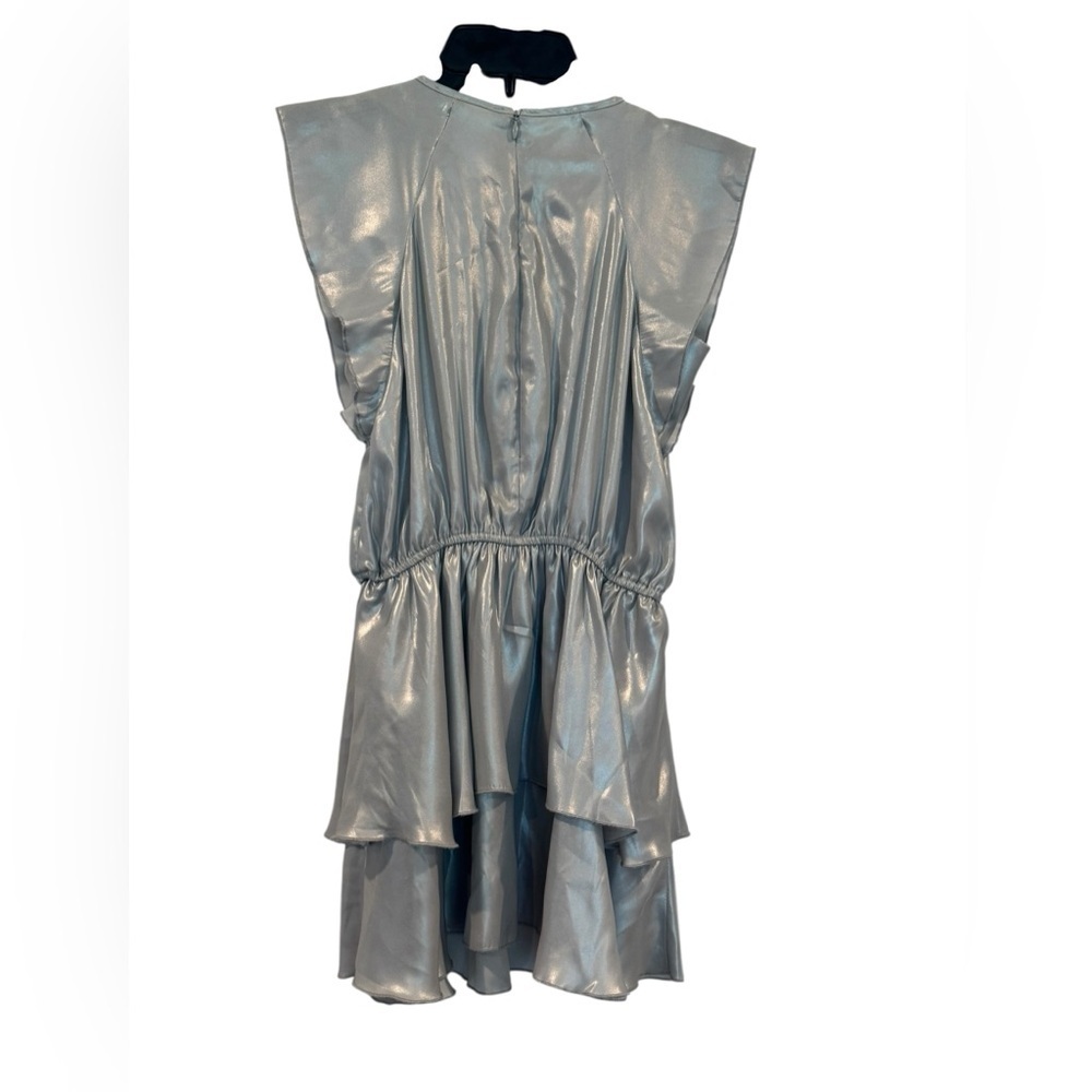 Girl’s Zadig & Voltaire Freja Silver Metallic Ruffled Dress: Size 10 - Picture 2 of 12